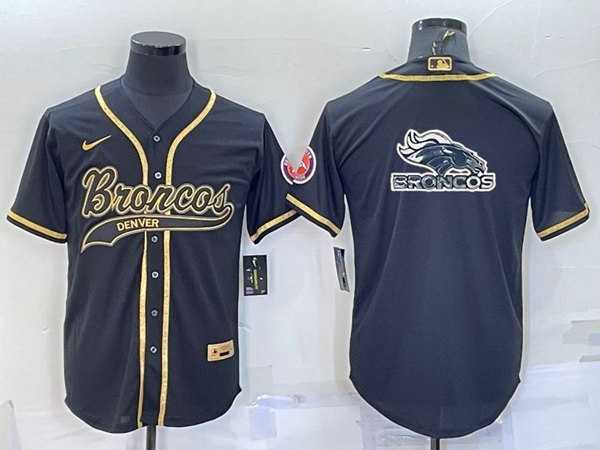 Men's Denver Broncos Black Gold Team Big Logo With Patch Cool Base Stitched Baseball Jersey,We sell and wholesale Men's Denver Broncos Black Gold Team Big Logo With Patch Cool Base Stitched Baseball Jersey on line form chian!